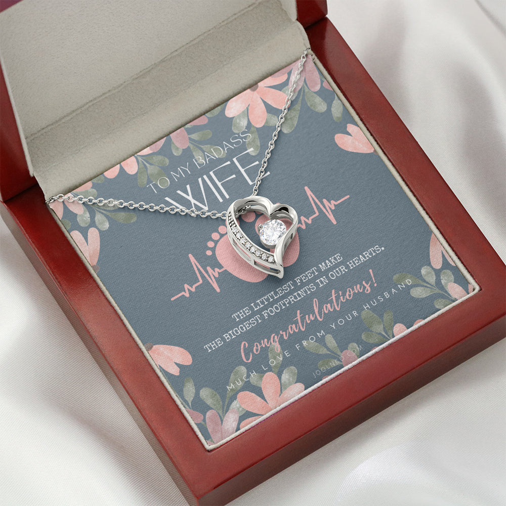 Gift for Pregnant Wife | Mom to be gift | New Mommy Necklace | To Mommy to be | New Mom Jewelry | Forever Love Necklace | Badass Mom Heart Necklace | Badass Wife Gift