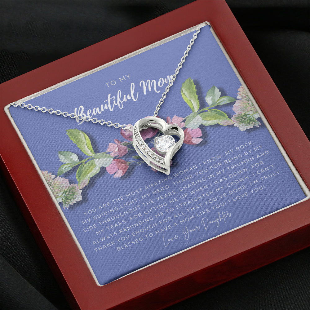 Forever Love Necklace | To My Beautiful Mom Necklace | Beautiful Mom Gift | Mother’s Day Gift | Birthday Gift | Gift from Daughter on Wedding Day