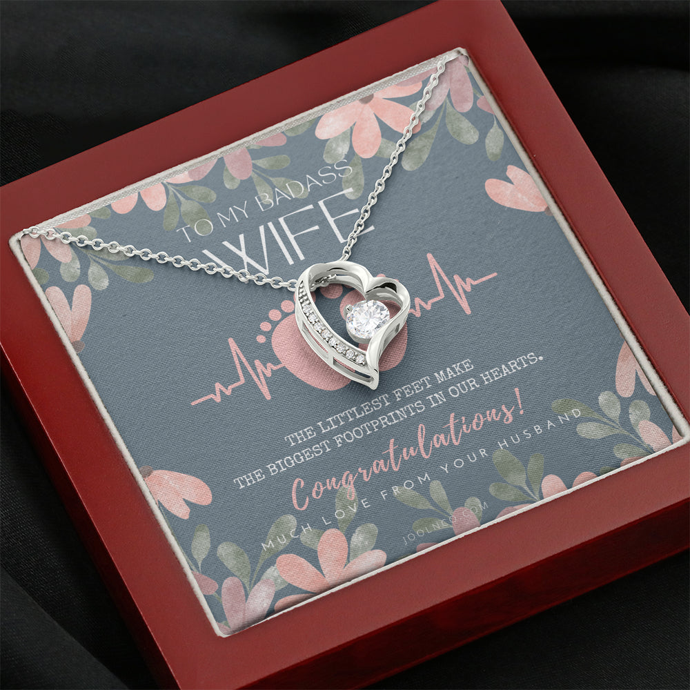 Gift for Pregnant Wife | Mom to be gift | New Mommy Necklace | To Mommy to be | New Mom Jewelry | Forever Love Necklace | Badass Mom Heart Necklace | Badass Wife Gift