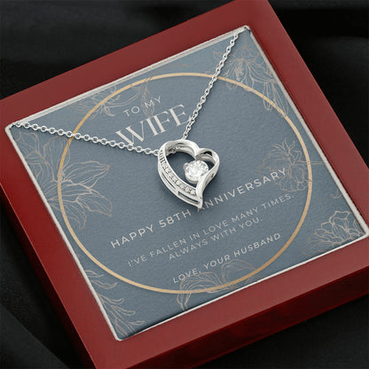 58 Year Anniversary Gift For Wife - Forever Love Necklace