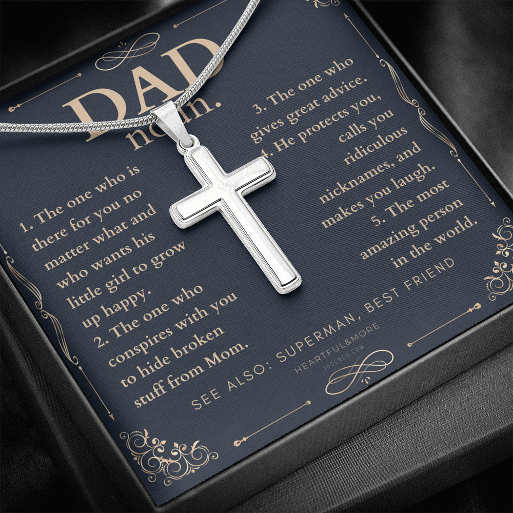 Personalized Cross Necklace for Dad, Personalized Gift for Dad on Father’s Day, Father’s Day gift for Dad, Dad Necklace, Dad Definition Necklace, Dad Definition Gift