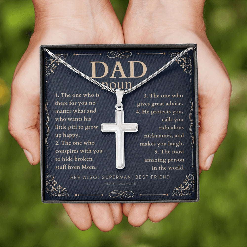Personalized Cross Necklace for Dad, Personalized Gift for Dad on Father’s Day, Father’s Day gift for Dad, Dad Necklace, Dad Definition Necklace, Dad Definition Gift
