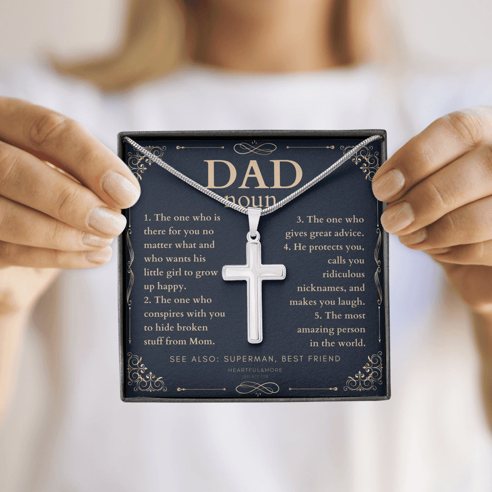 Personalized Cross Necklace for Dad, Personalized Gift for Dad on Father’s Day, Father’s Day gift for Dad, Dad Necklace, Dad Definition Necklace, Dad Definition Gift