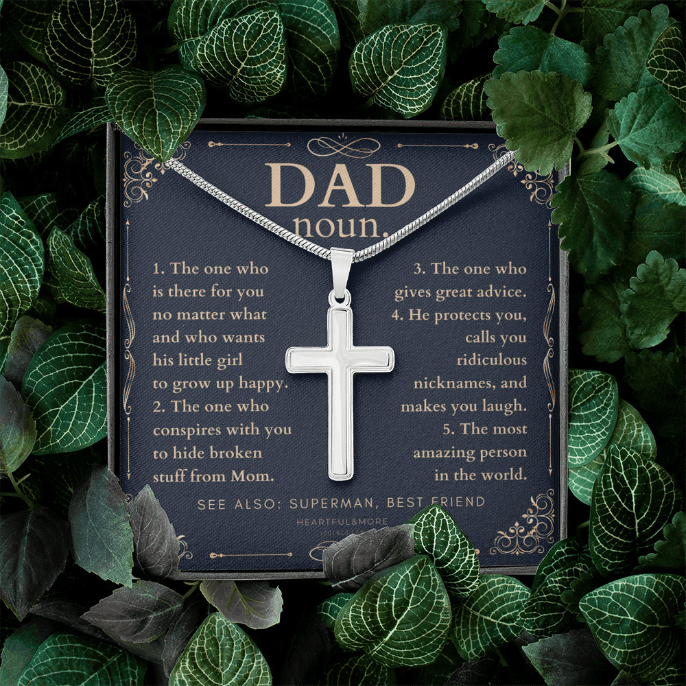 Personalized Gift for Dad on Father’s Day, Father’s Day gift for Dad, Dad Necklace, Cross Necklace, Dad Definition Necklace, Dad Definition Gift
