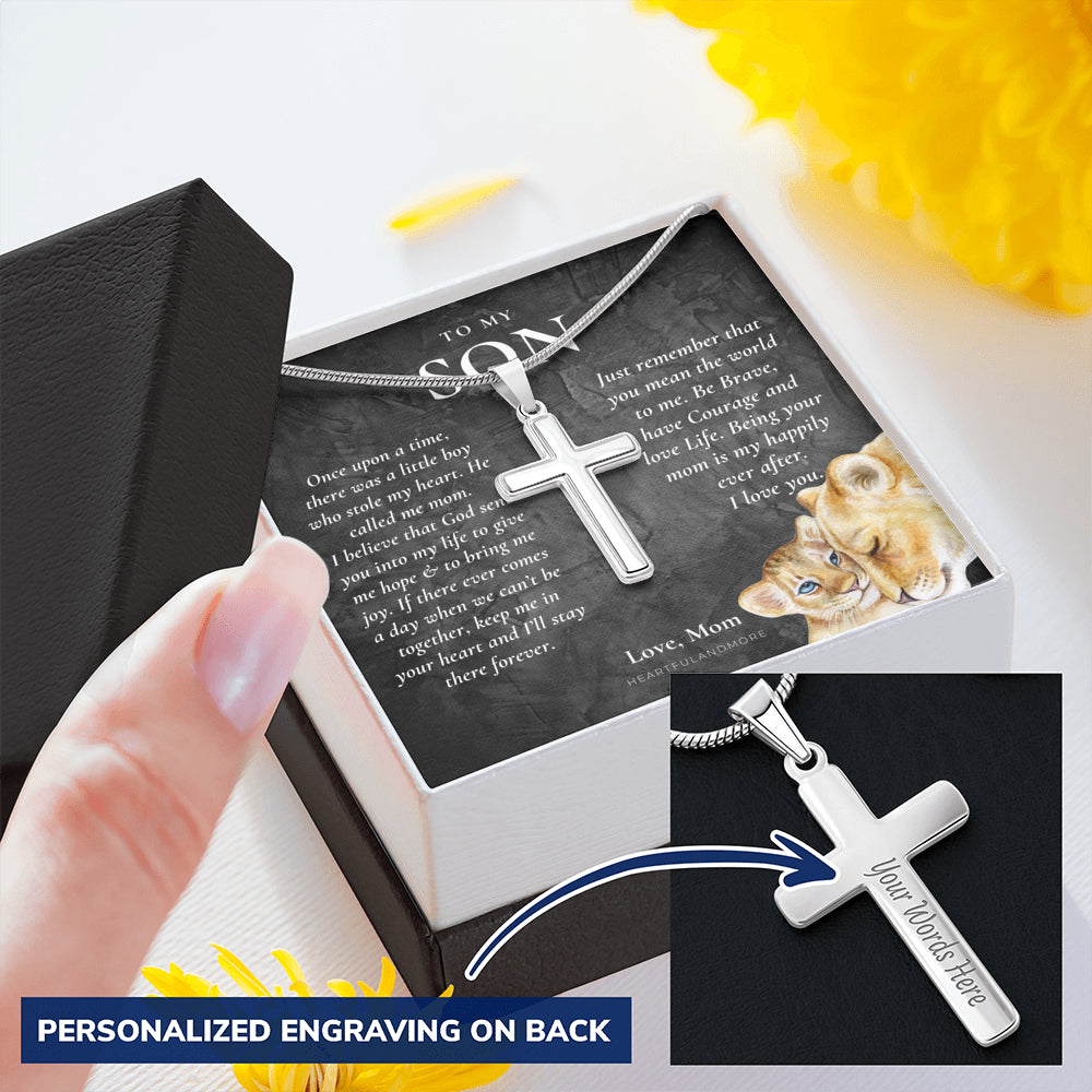 Gift for Son Cross Necklace, Gifts for Son from Mom, To My Son Cross, Birthday Gift for Son, Mom and Son Personalized Gift, Mom to Son Gift