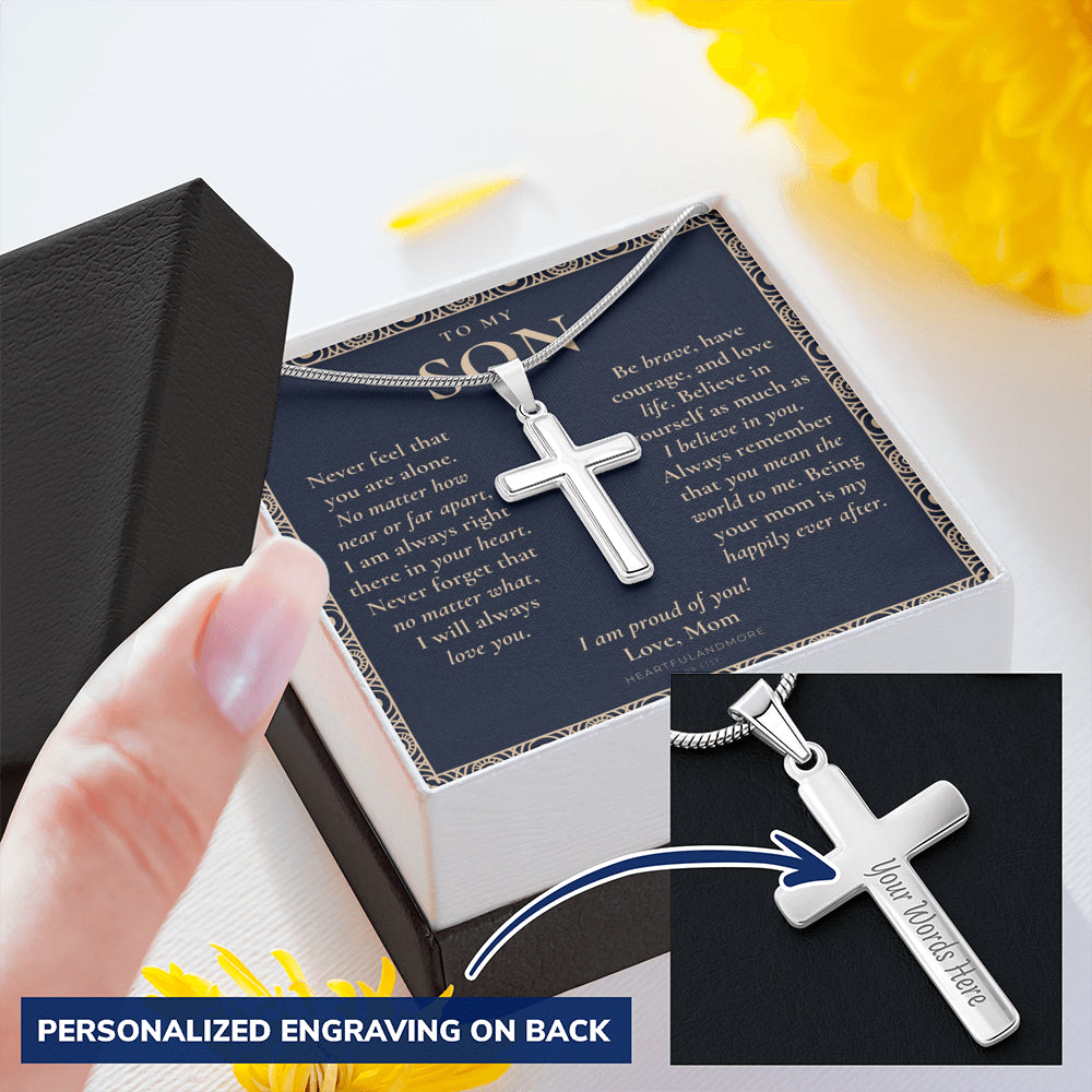 Gift for Son Cross Necklace, Gifts for Son from Mom, To My Son Cross, Birthday Gift for Son, Mom and Son Personalized Gift, Mom to Son Gift