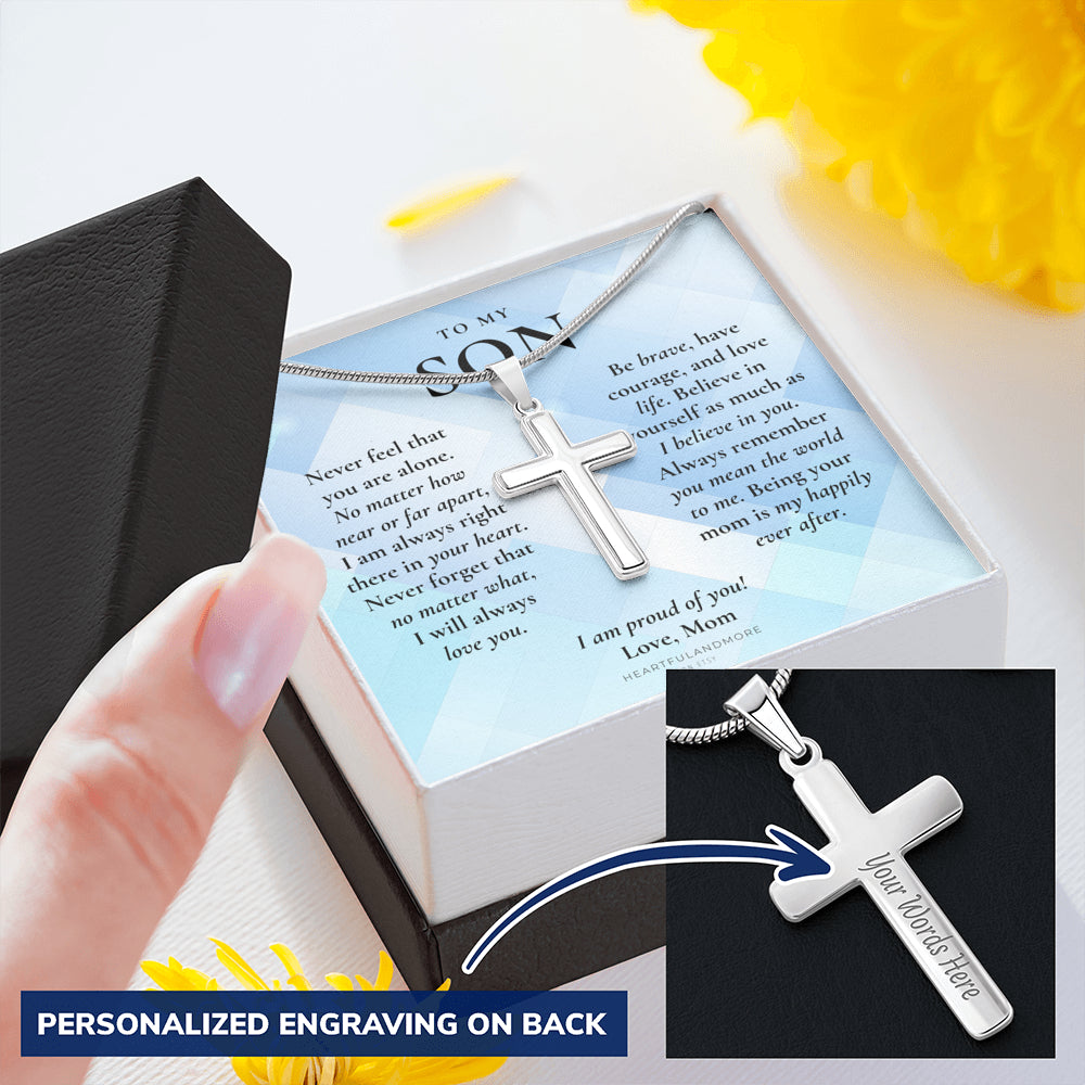 Gift for Son Cross Necklace, Gifts for Son from Mom, To My Son Cross, Birthday Gift for Son, Mom and Son Personalized Gift, Mom to Son Gift