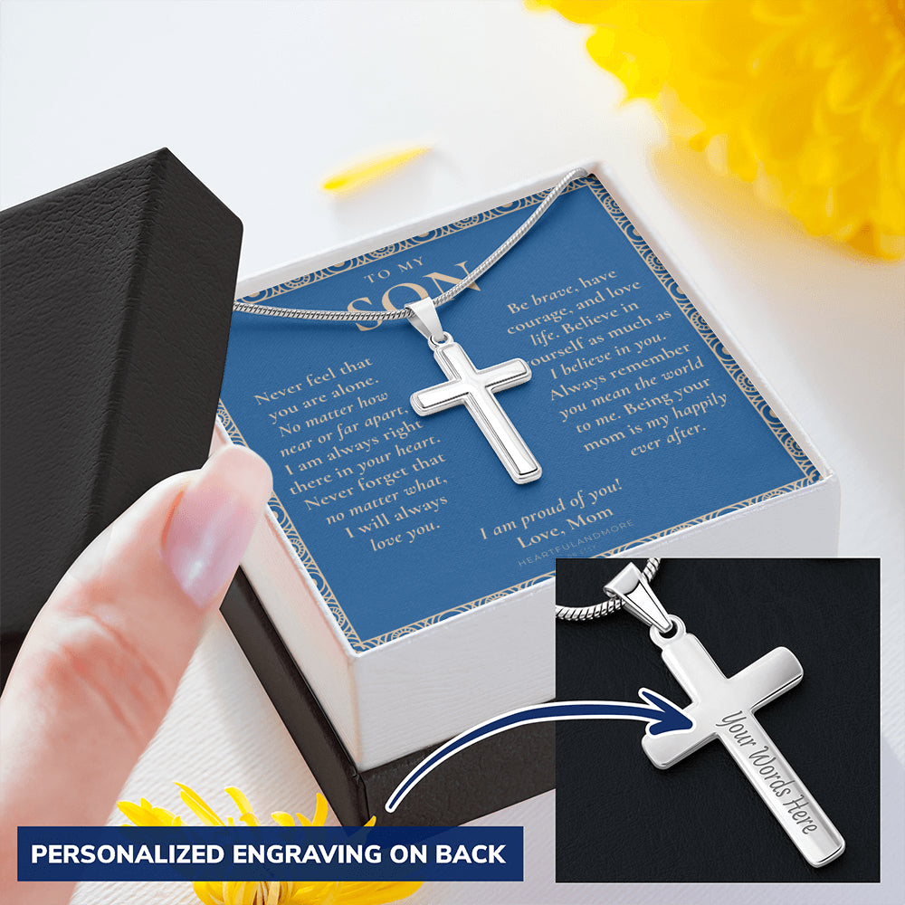 Gift for Son Cross Necklace, Gifts for Son from Mom, To My Son Cross, Birthday Gift for Son, Mom and Son Personalized Gift, Mom to Son Gift