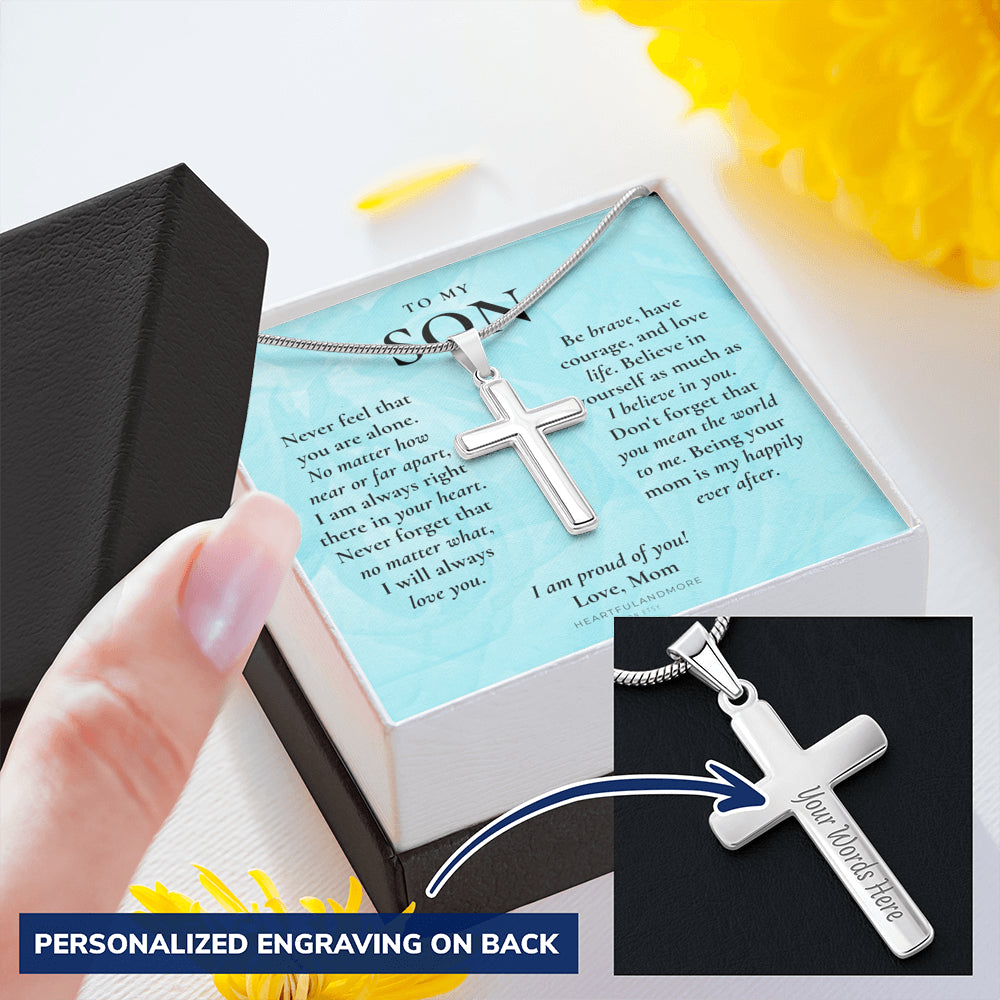 Gift for Son Cross Necklace, Gifts for Son from Mom, To My Son Cross, Birthday Gift for Son, Mom and Son Personalized Gift, Mom to Son Gift