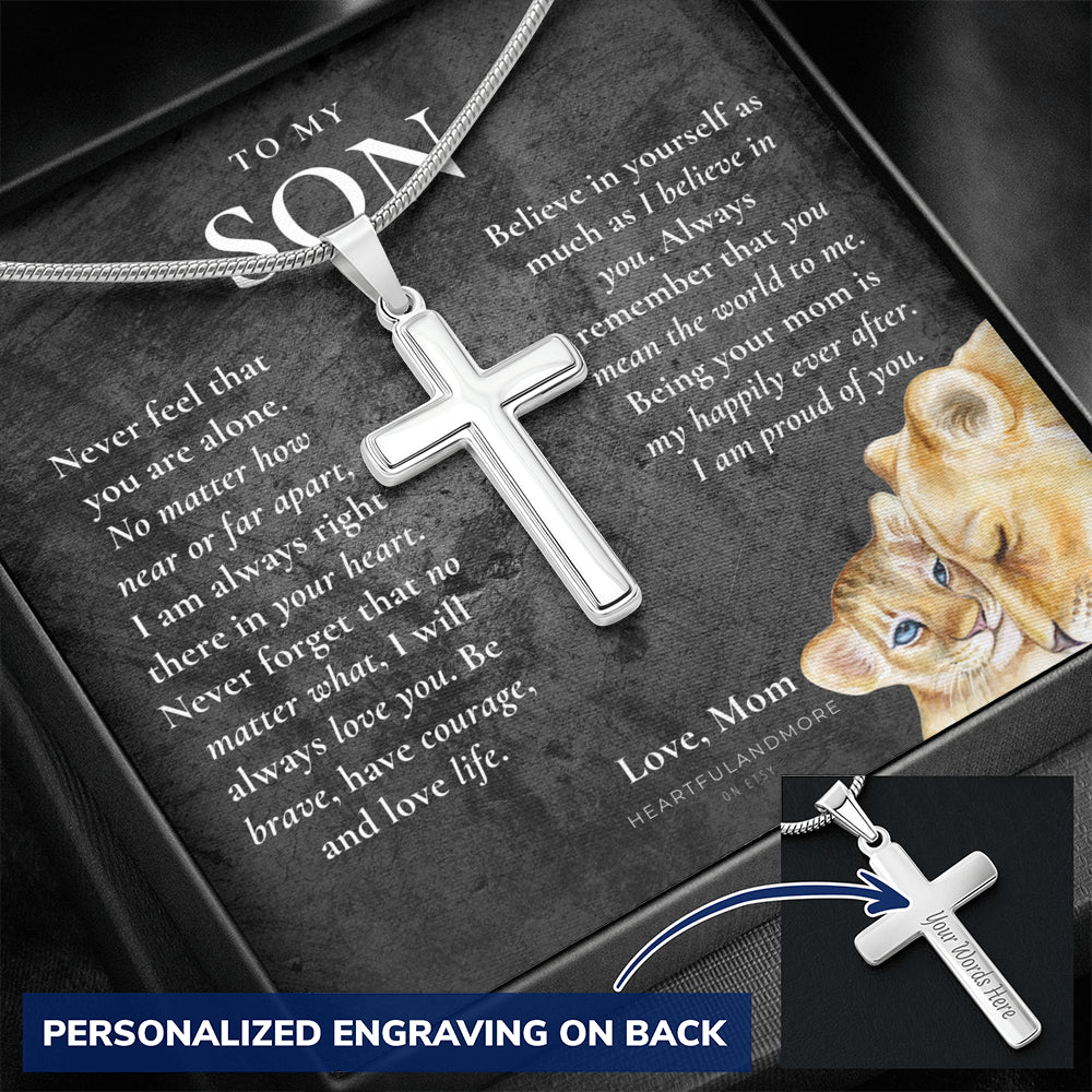 Gift for Son Cross Necklace, Gifts for Son from Mom, To My Son Cross, Birthday Gift for Son, Mom and Son Personalized Gift, Mom to Son Gift