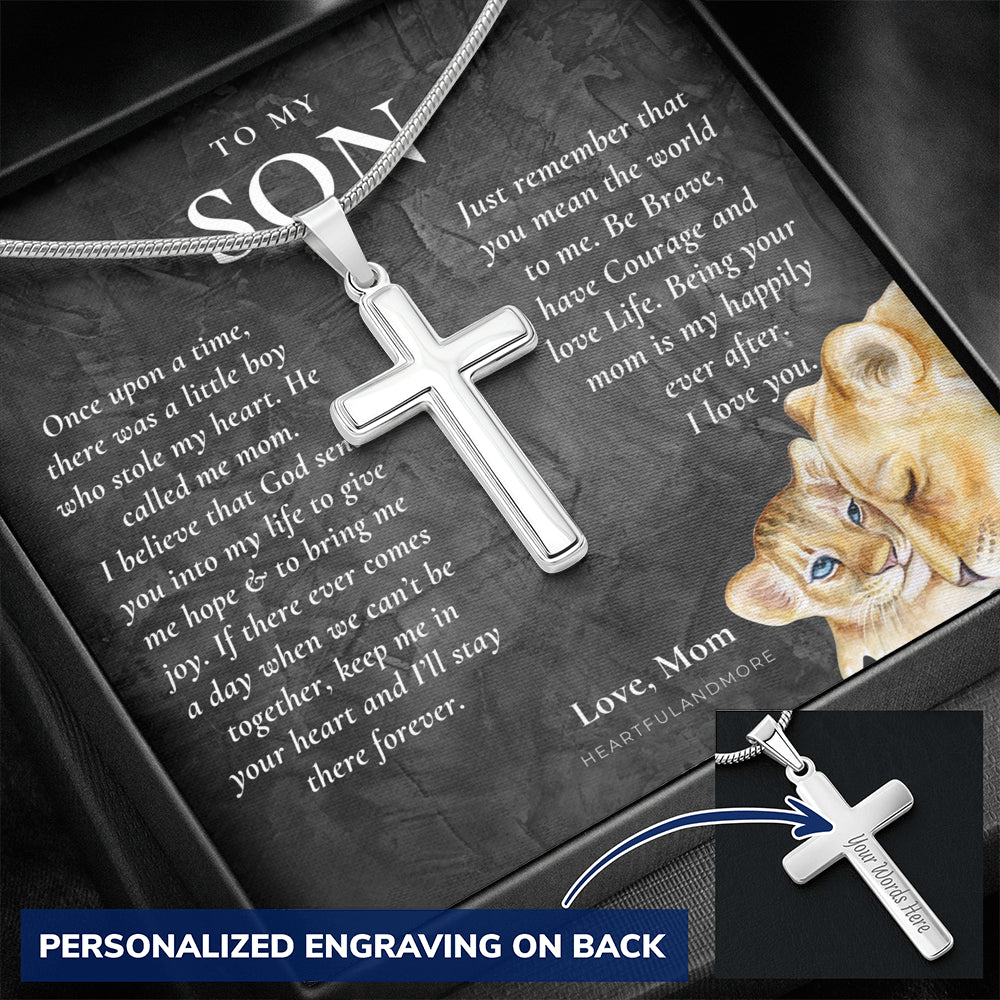 Gift for Son Cross Necklace, Gifts for Son from Mom, To My Son Cross, Birthday Gift for Son, Mom and Son Personalized Gift, Mom to Son Gift