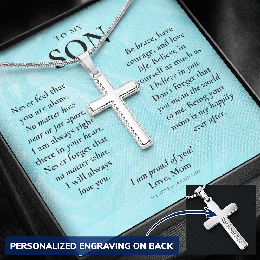 Gift for Son Cross Necklace, Gifts for Son from Mom, To My Son Cross, Birthday Gift for Son, Mom and Son Personalized Gift, Mom to Son Gift
