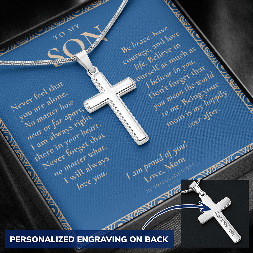 Gift for Son Cross Necklace, Gifts for Son from Mom, To My Son Cross, Birthday Gift for Son, Mom and Son Personalized Gift, Mom to Son Gift