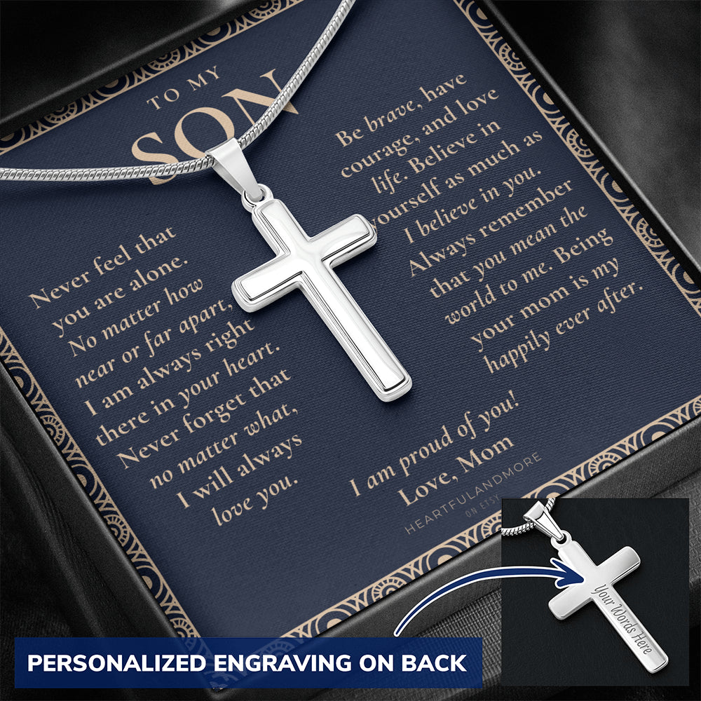 Gift for Son Cross Necklace, Gifts for Son from Mom, To My Son Cross, Birthday Gift for Son, Mom and Son Personalized Gift, Mom to Son Gift