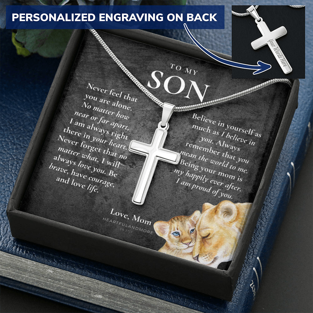 Gift for Son Cross Necklace, Gifts for Son from Mom, To My Son Cross, Birthday Gift for Son, Mom and Son Personalized Gift, Mom to Son Gift