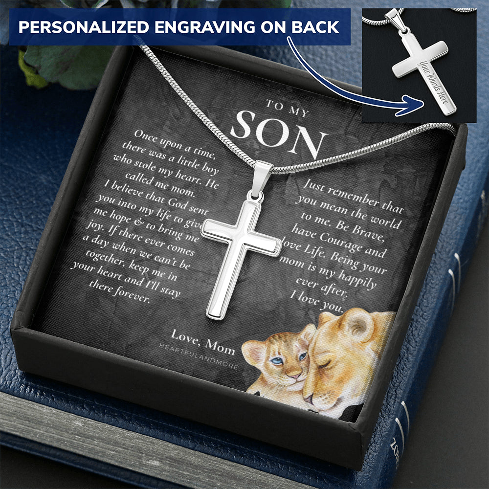 Gift for Son Cross Necklace, Gifts for Son from Mom, To My Son Cross, Birthday Gift for Son, Mom and Son Personalized Gift, Mom to Son Gift