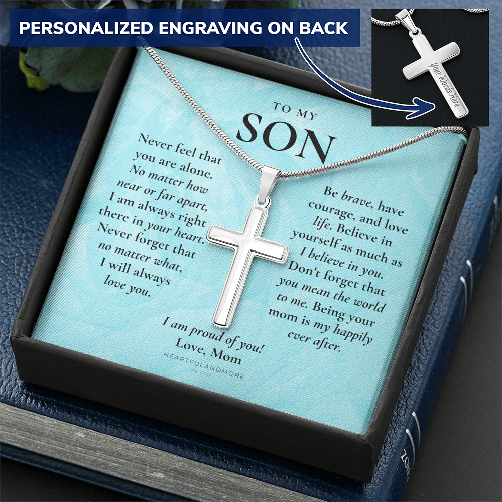 Gift for Son Cross Necklace, Gifts for Son from Mom, To My Son Cross, Birthday Gift for Son, Mom and Son Personalized Gift, Mom to Son Gift