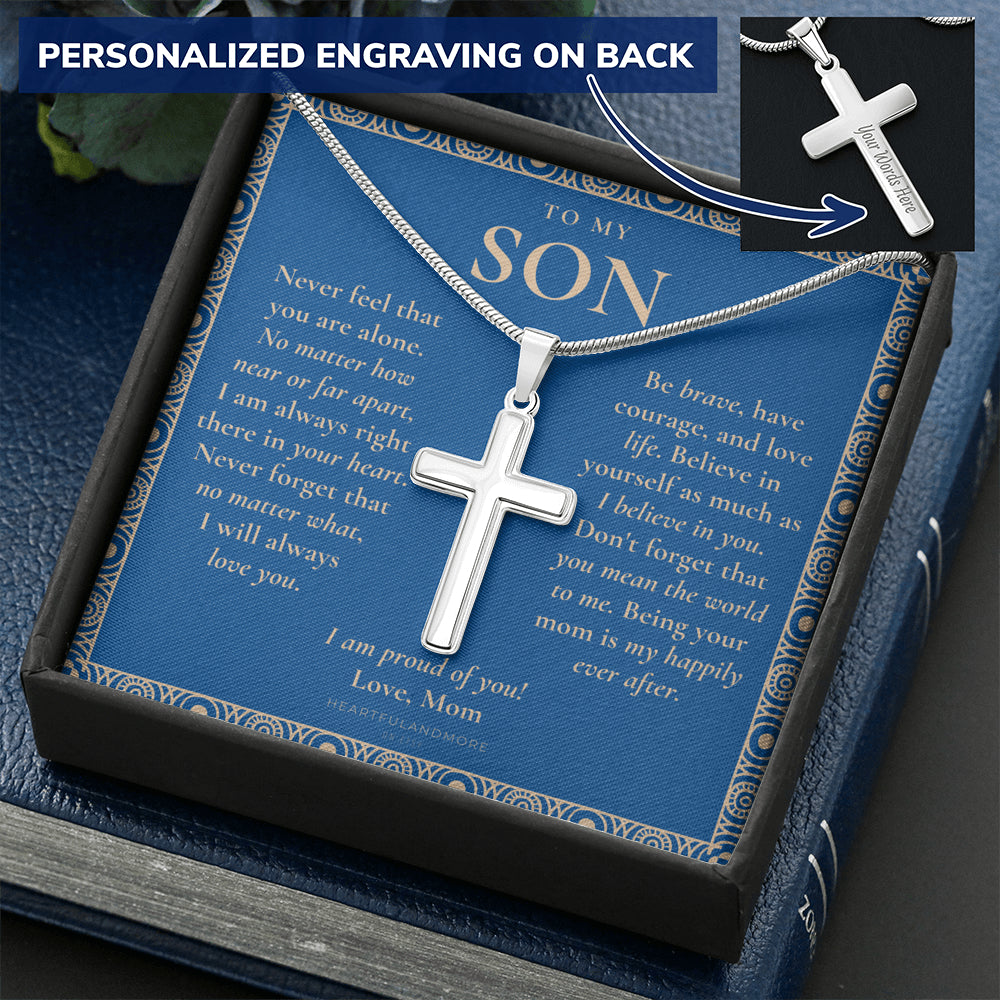 Gift for Son Cross Necklace, Gifts for Son from Mom, To My Son Cross, Birthday Gift for Son, Mom and Son Personalized Gift, Mom to Son Gift
