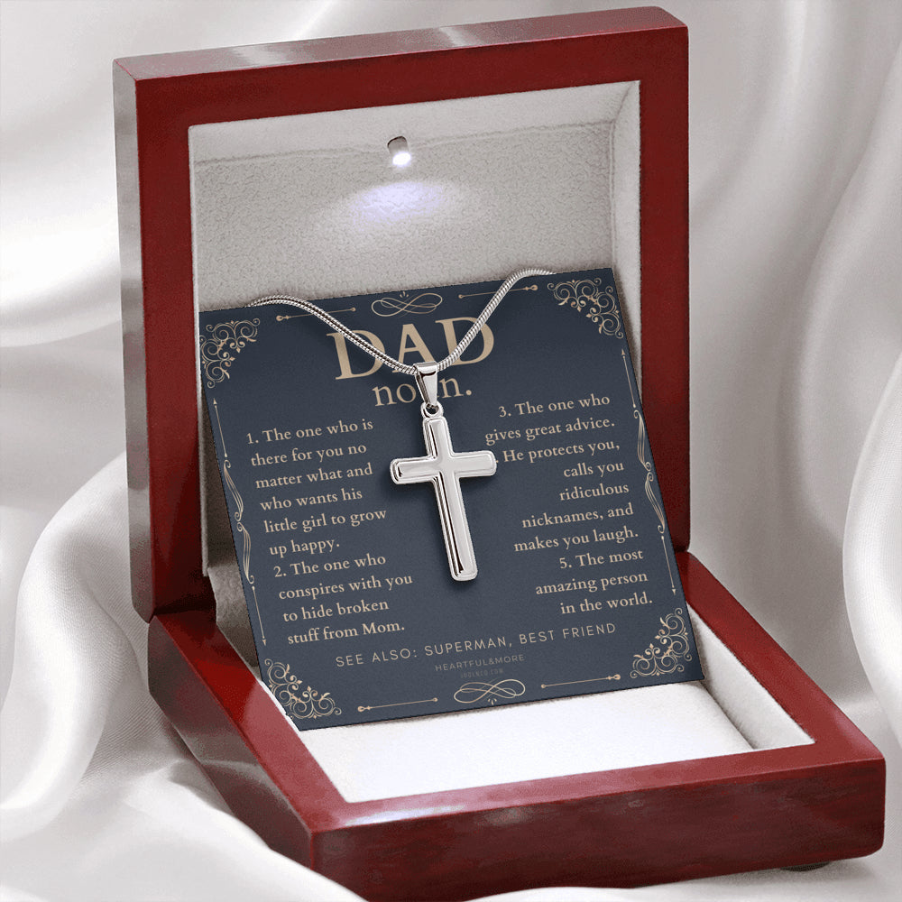 Personalized Cross Necklace for Dad, Personalized Gift for Dad on Father’s Day, Father’s Day gift for Dad, Dad Necklace, Dad Definition Necklace, Dad Definition Gift