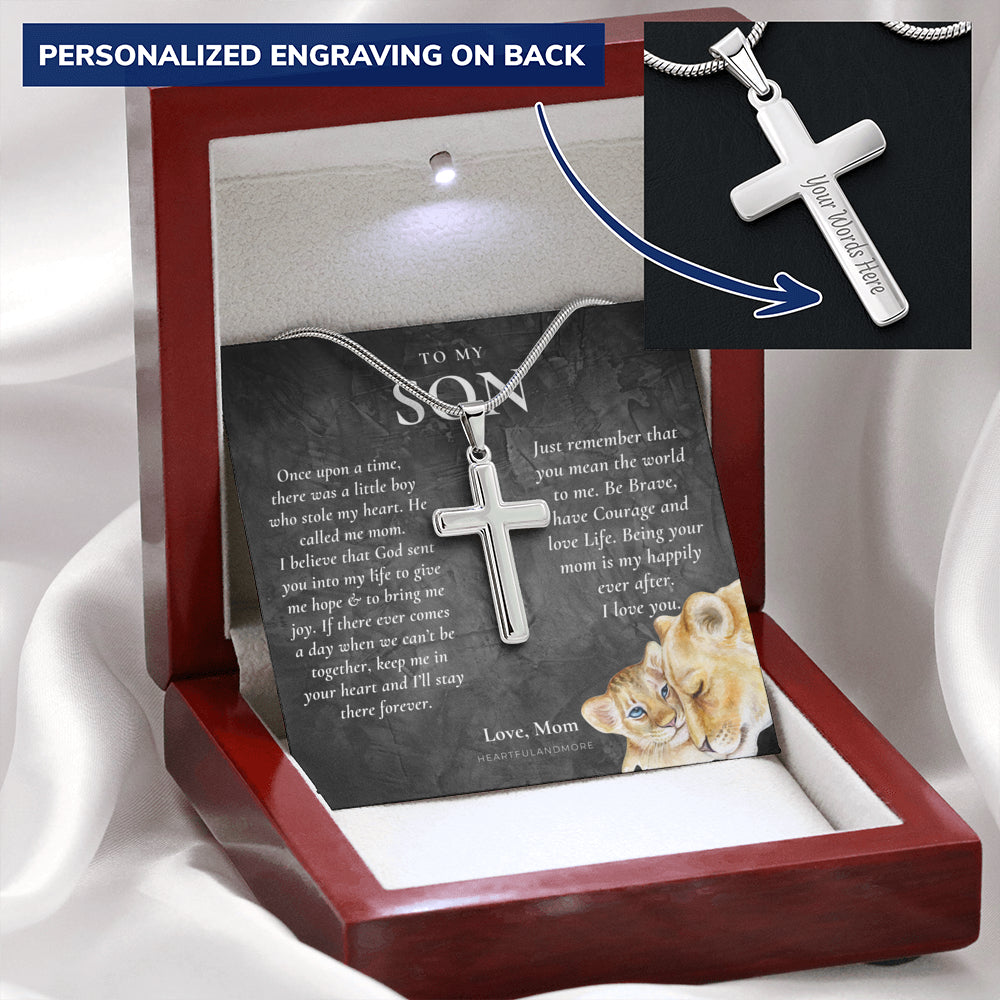 Gift for Son Cross Necklace, Gifts for Son from Mom, To My Son Cross, Birthday Gift for Son, Mom and Son Personalized Gift, Mom to Son Gift