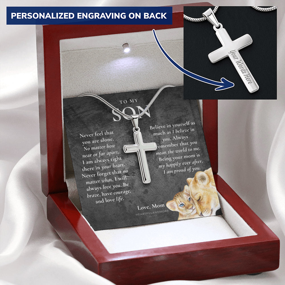 Gift for Son Cross Necklace, Gifts for Son from Mom, To My Son Cross, Birthday Gift for Son, Mom and Son Personalized Gift, Mom to Son Gift