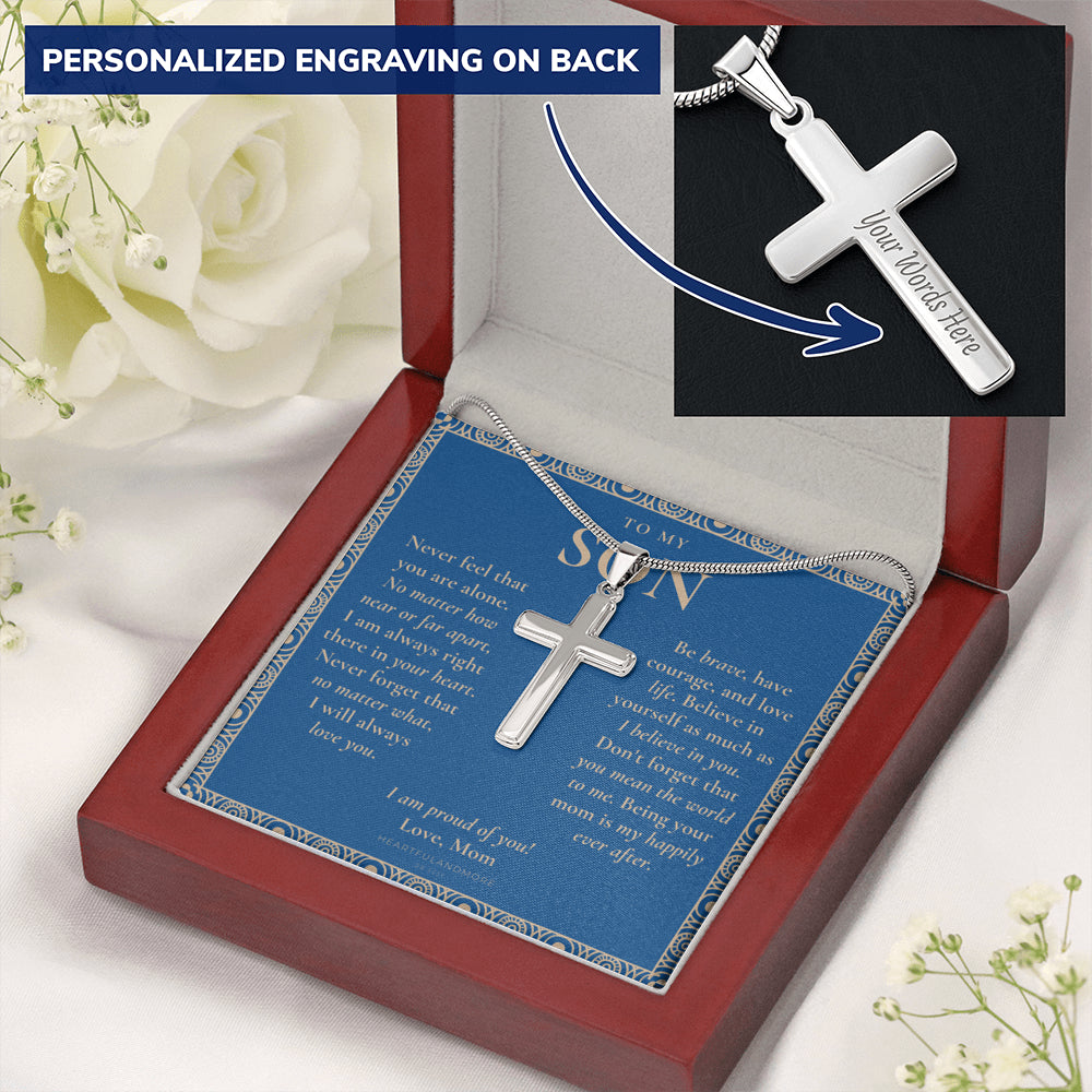 Gift for Son Cross Necklace, Gifts for Son from Mom, To My Son Cross, Birthday Gift for Son, Mom and Son Personalized Gift, Mom to Son Gift