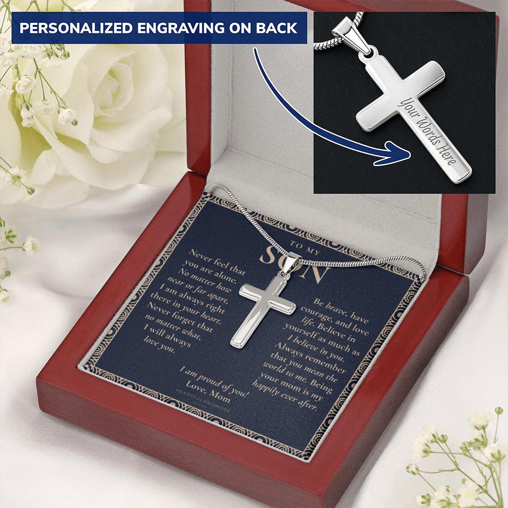 Gift for Son Cross Necklace, Gifts for Son from Mom, To My Son Cross, Birthday Gift for Son, Mom and Son Personalized Gift, Mom to Son Gift