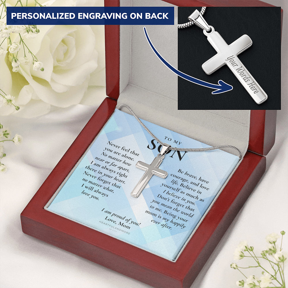 Gift for Son Cross Necklace, Gifts for Son from Mom, To My Son Cross, Birthday Gift for Son, Mom and Son Personalized Gift, Mom to Son Gift