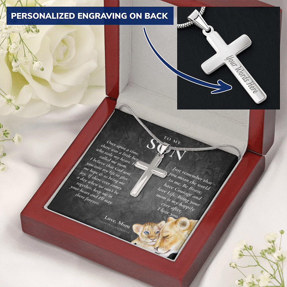 Gift for Son Cross Necklace, Gifts for Son from Mom, To My Son Cross, Birthday Gift for Son, Mom and Son Personalized Gift, Mom to Son Gift