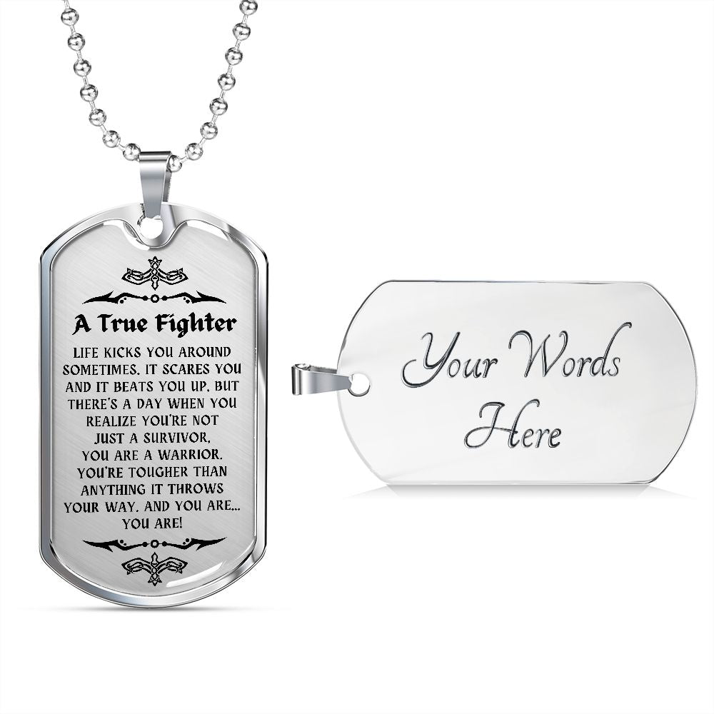 Personalized Cancer Survivor Gift for Men, Cancer Fighter Gift, Encouragement Gift for Men, Warrior Gift for Men, Custom Necklace Gift