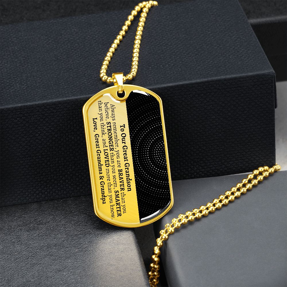 To Our Great Grandson, Great Grandson Gift from Great Grandma & Grandpa, Birthday Gift, KeepsaTo Our Great Grandson, Great Grandson Gift from Great Grandma & Grandpa, Birthday Gift, Keepsake, Great Grandson Necklace, Personalized Gift