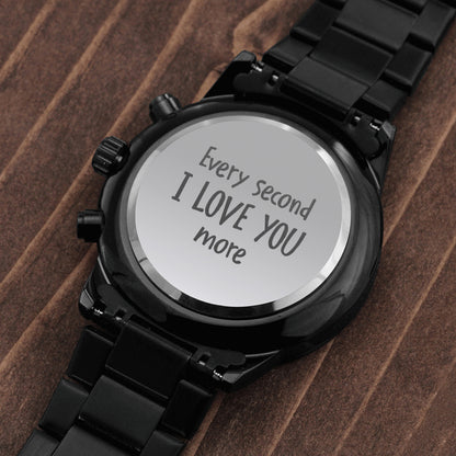 Gift for Husband, Father’s Day gift for Husband, Watch gift for Him, Boyfriend, Future Husband, Dad, Black Chronograph Watch