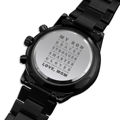 To My Son From Mom watch Gift You are braver than you believe Love Message From Parents Engraved Men Watch Birthday Personal Gifts