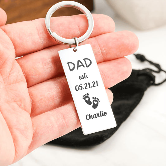 First Time Dad Gift, New Dad Gift, Father's Day Gift Keychain, Personalized Birth Status Keychain