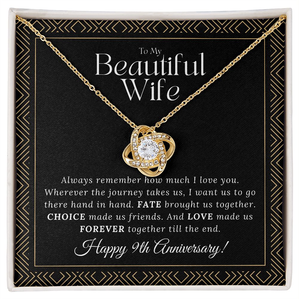 9 Year Anniversary Gift For Wife - Love Knot Necklace