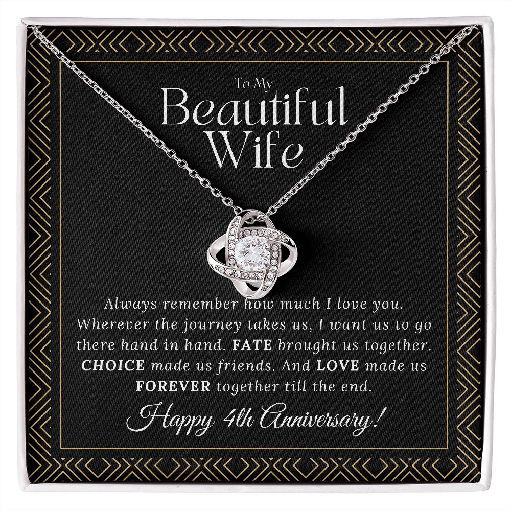 4 Year Anniversary Gift For Wife - Love Knot Necklace