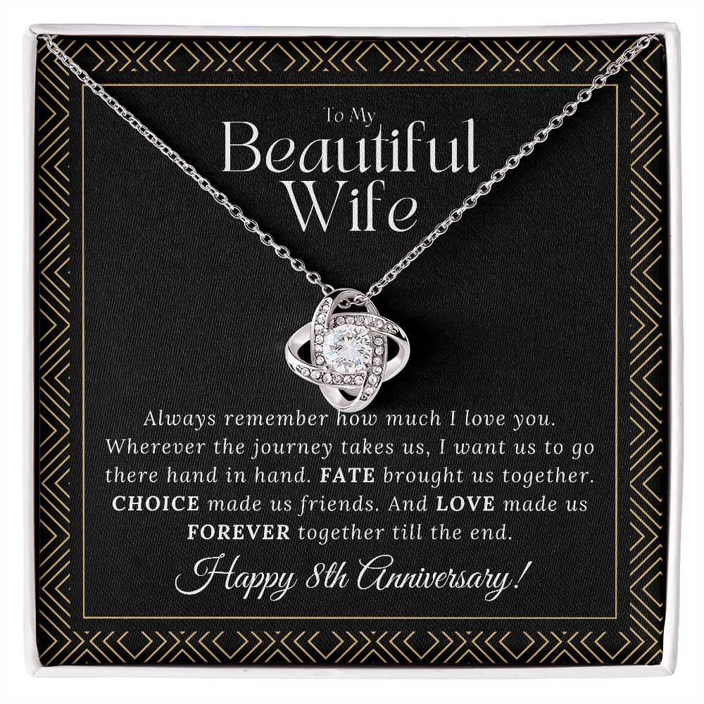 8 Year Anniversary Gift For Wife - Love Knot Necklace
