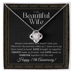 75 Year Anniversary Gift For Wife - Love Knot Necklace