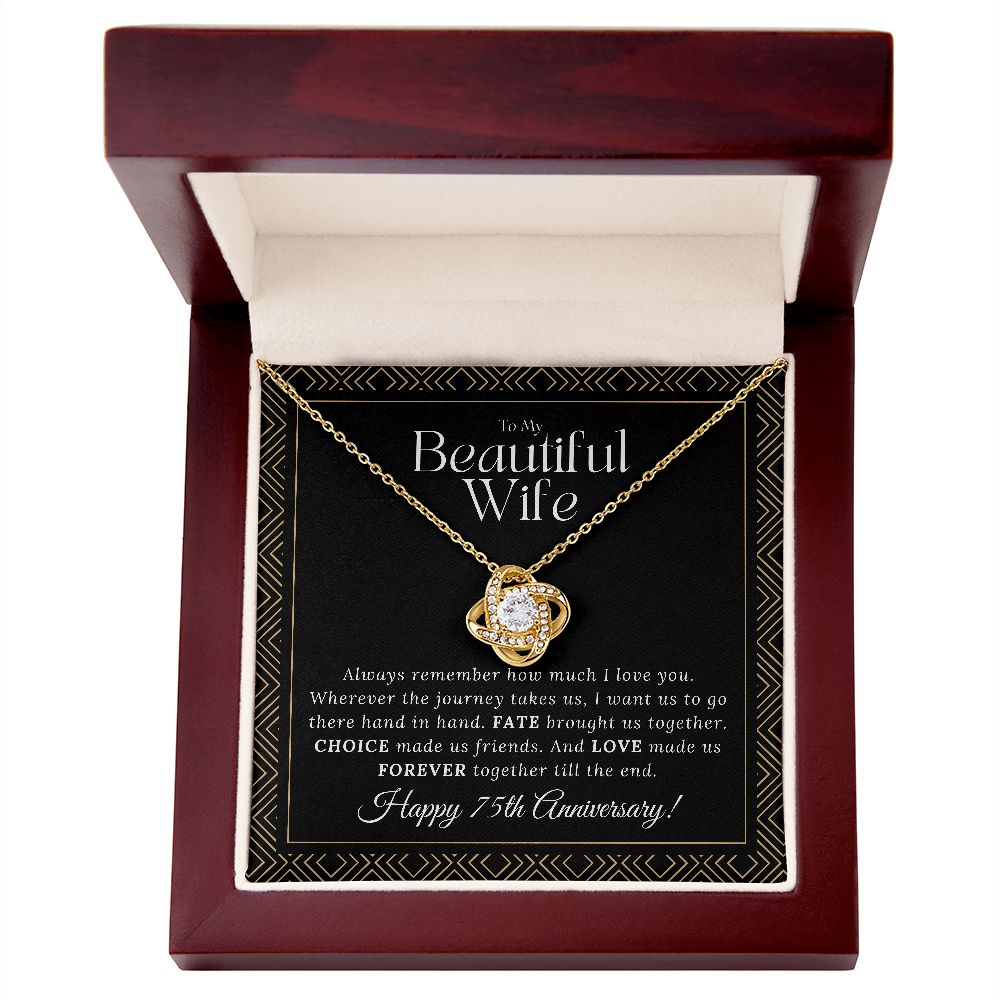 75 Year Anniversary Gift For Wife - Love Knot Necklace