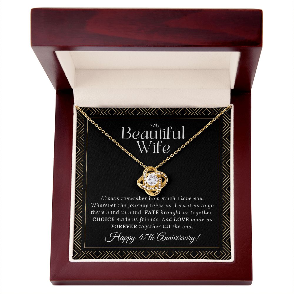 47 Year Anniversary Gift for Wife - Love Knot Necklace