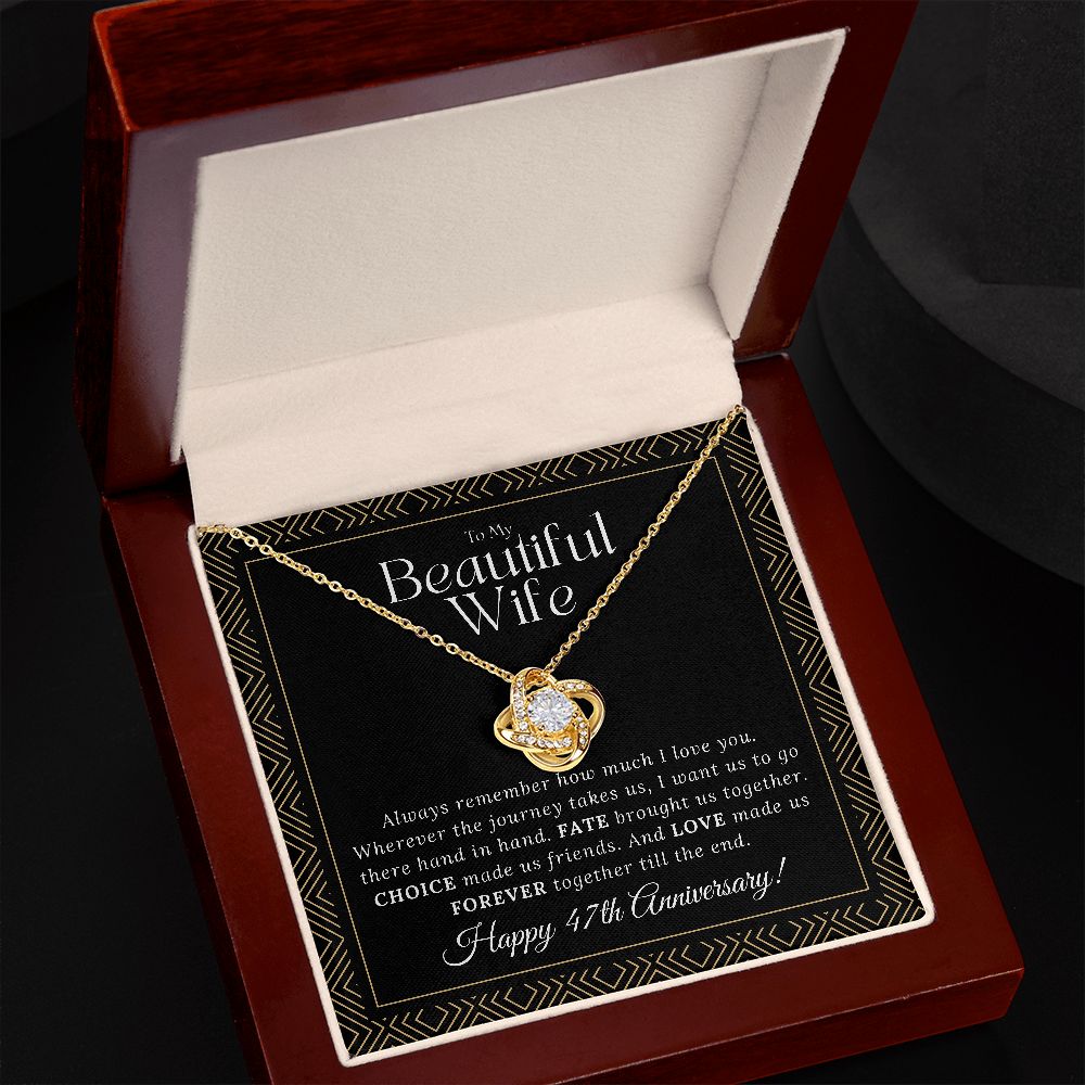 47 Year Anniversary Gift for Wife - Love Knot Necklace