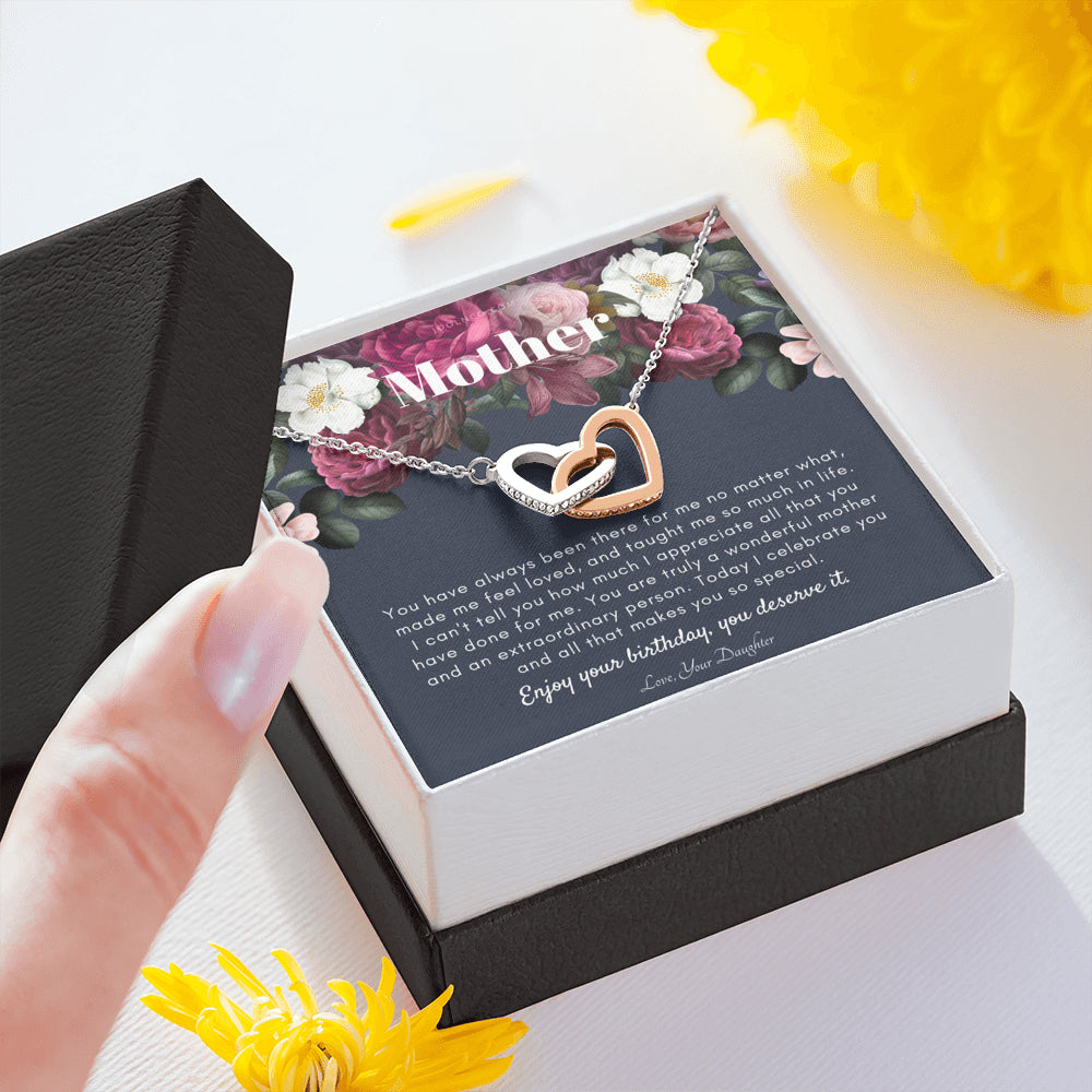 Interlocking Necklace | Mother's Birthday Gift | Necklace for Mom's birthday | Elegant Gift For Mom from Daughter | Best Mom Gift Message Card
