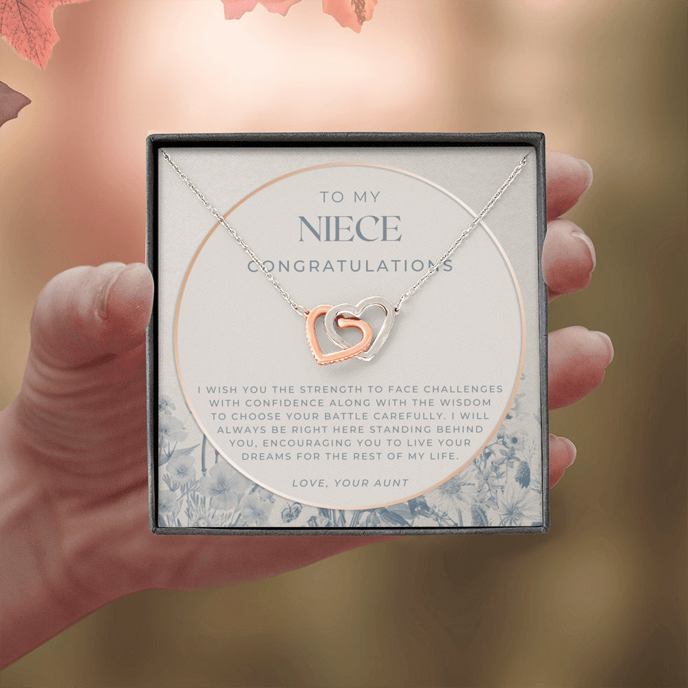 Interlocking Necklace, To My Niece, Live Your Dreams Necklace, Gift for Niece from Aunt, Niece Birthday, Graduation