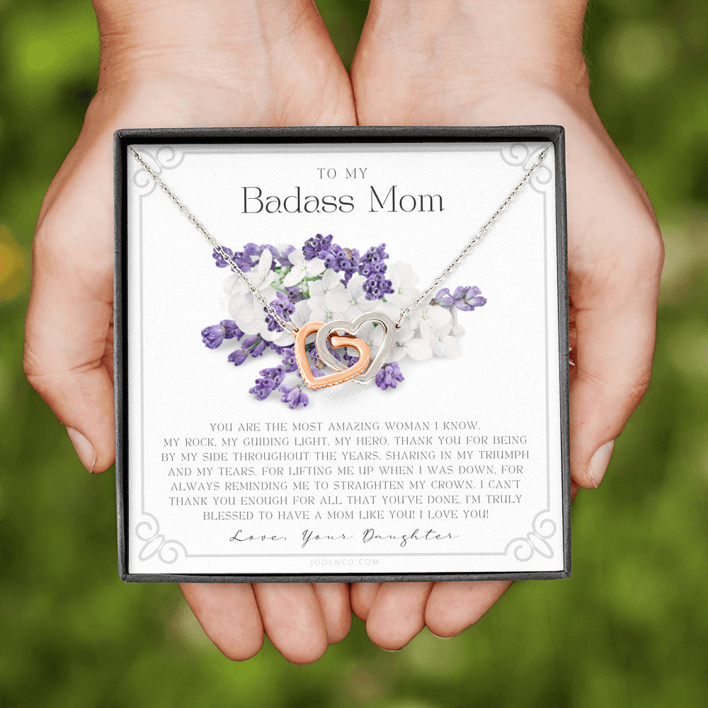 Interlocking Necklace | To My Badass Mom Necklace | Mother’s Day Gift | Daughter to Mom Gift | Gift from Daughter to Mom on Wedding Day | Mom gift | Birthday Gift