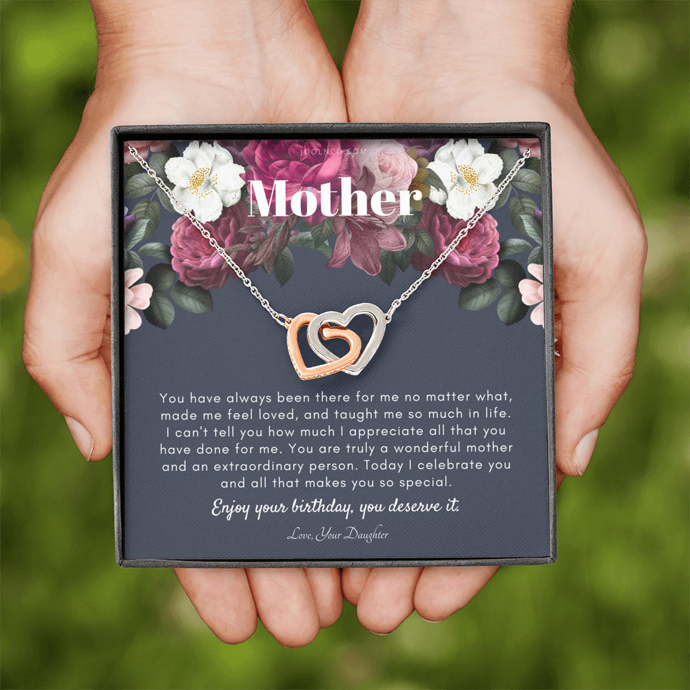 Interlocking Necklace | Mother's Birthday Gift | Necklace for Mom's birthday | Elegant Gift For Mom from Daughter | Best Mom Gift Message Card