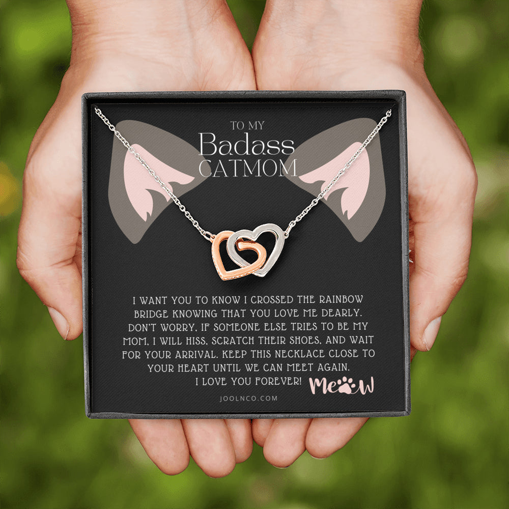 Interlocking Necklace, To My Badass Cat Mom, Until We Can Meet Again Necklace, Loss of Cat memorial necklace, Cat loss gifts, Rainbow Bridge Cat, Pet sympathy gift