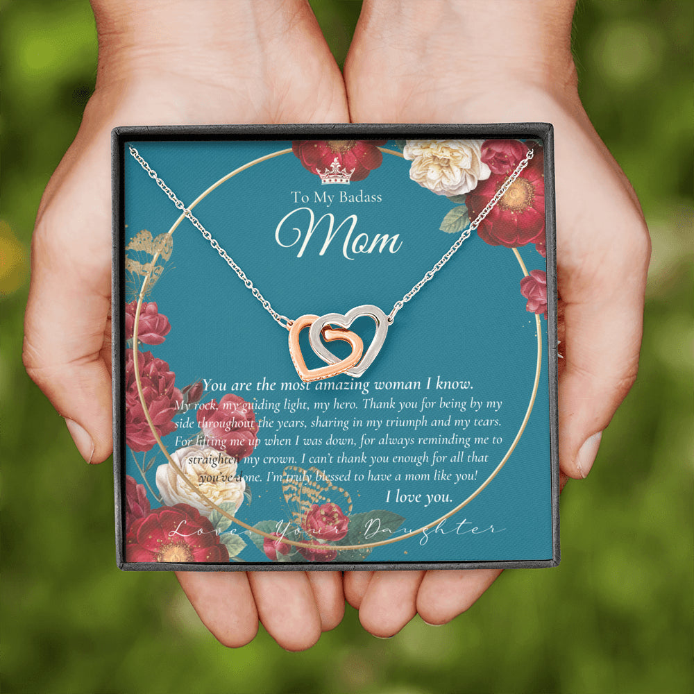 Interlocking Necklace | To My Badass Mom Necklace | Mother’s Day Gift | Daughter to Mom Gift | Gift from Daughter to Mom on Wedding Day | Mom gift | Birthday Gift