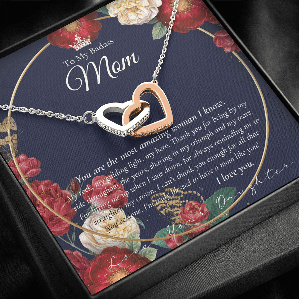 Interlocking Necklace | To My Badass Mom Necklace | Mother’s Day Gift | Daughter to Mom Gift | Gift from Daughter to Mom on Wedding Day | Mom gift | Birthday Gift