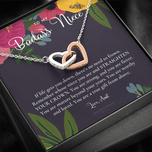 To My Badass Niece, Straighten Your Crown Necklace, Aunt Niece Necklace, Niece Birthday Gift, Niece Graduation Gift