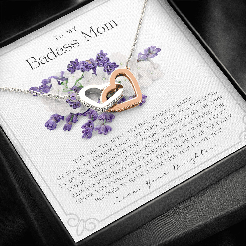 Interlocking Necklace | To My Badass Mom Necklace | Mother’s Day Gift | Daughter to Mom Gift | Gift from Daughter to Mom on Wedding Day | Mom gift | Birthday Gift
